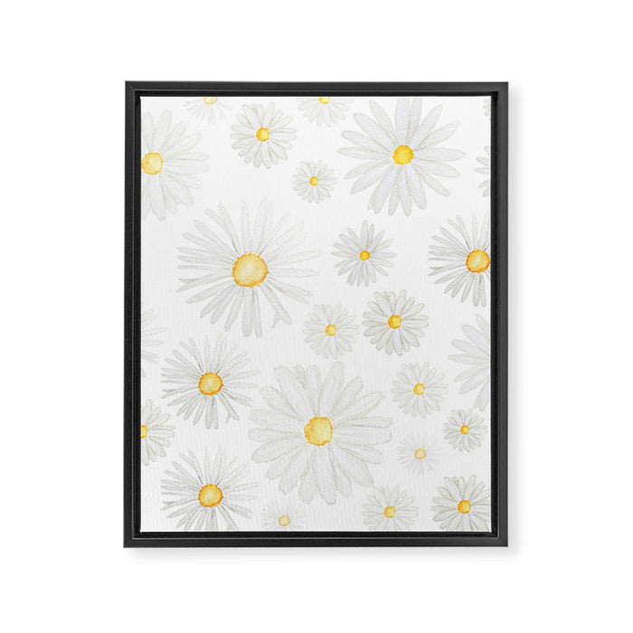 white daisy pattern watercolor Framed Canvas Print Gallery Image 1
