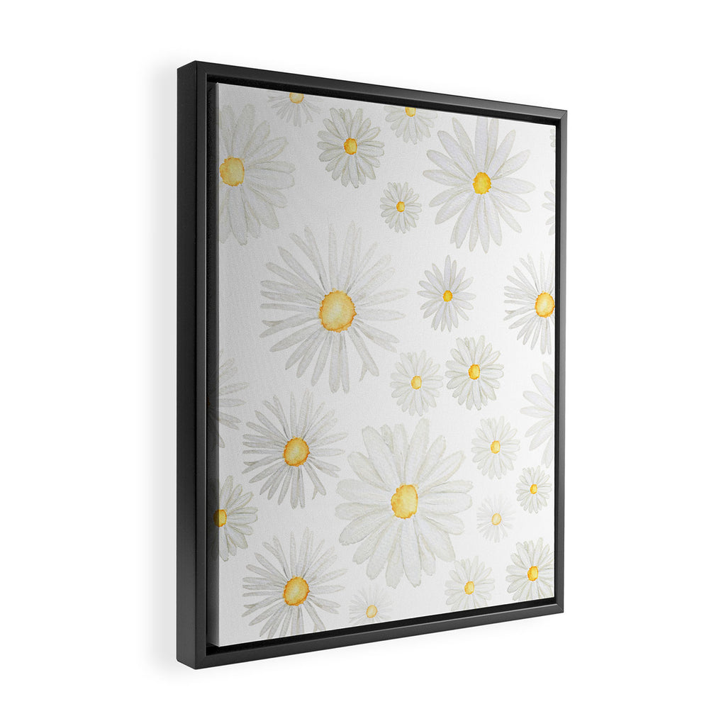 white daisy pattern watercolor Framed Canvas Print Gallery Image 2