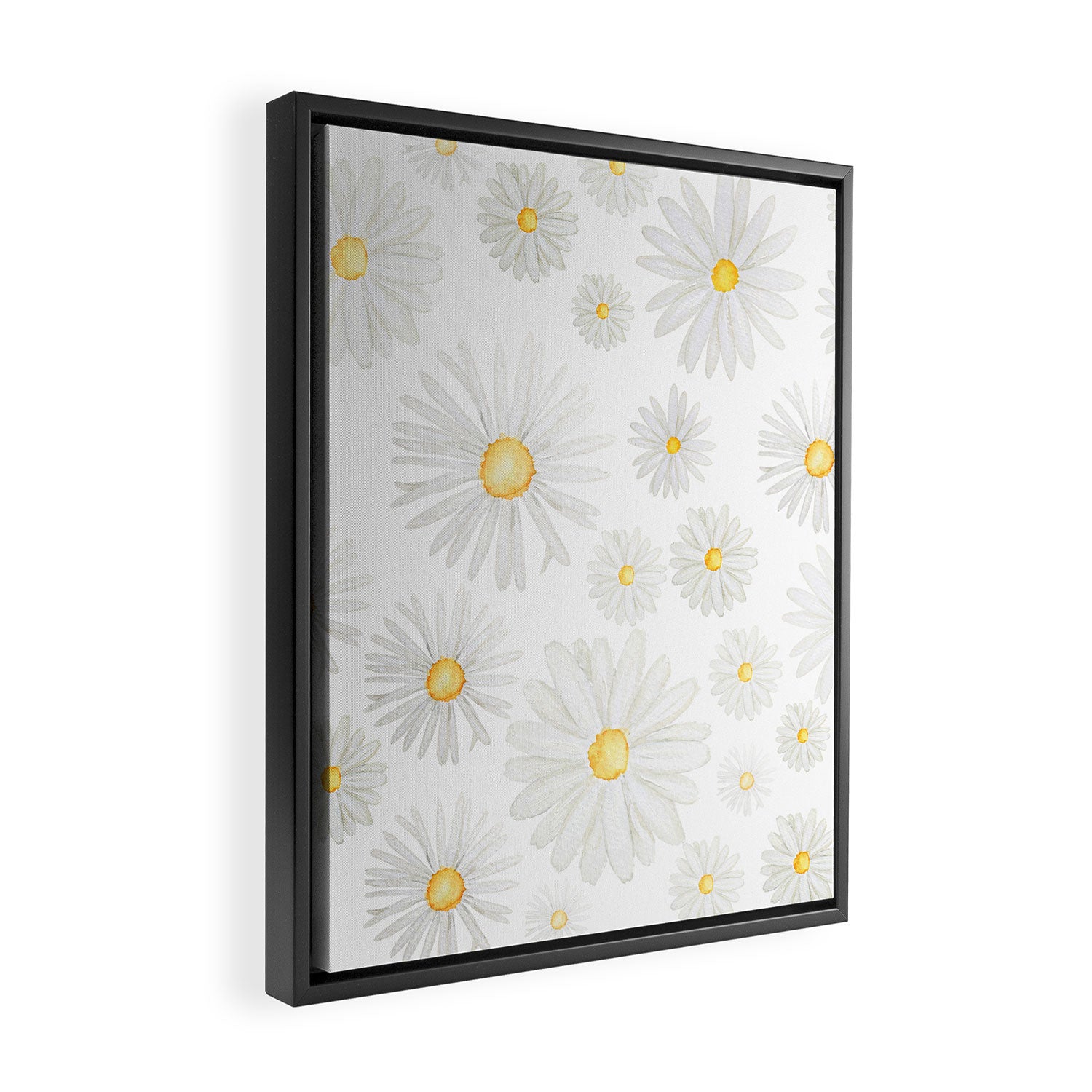 white daisy pattern watercolor Framed Canvas Print Gallery Image 2