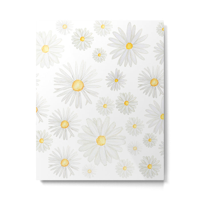 white daisy pattern watercolor Metal Print Gallery Image 1