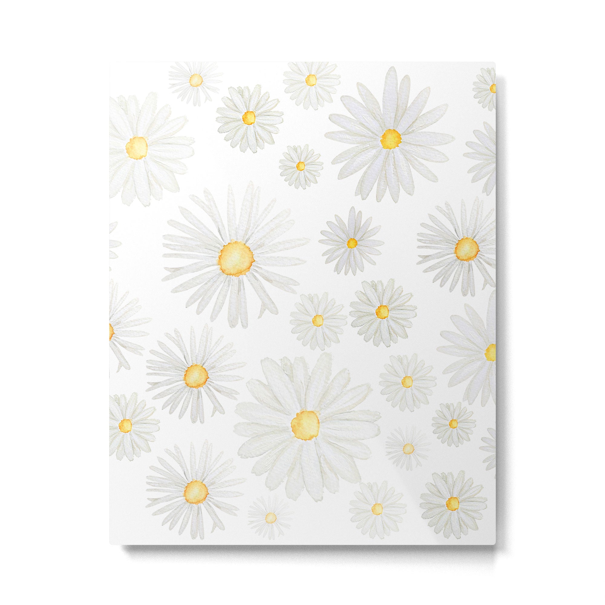 white daisy pattern watercolor Metal Print Gallery Image 6