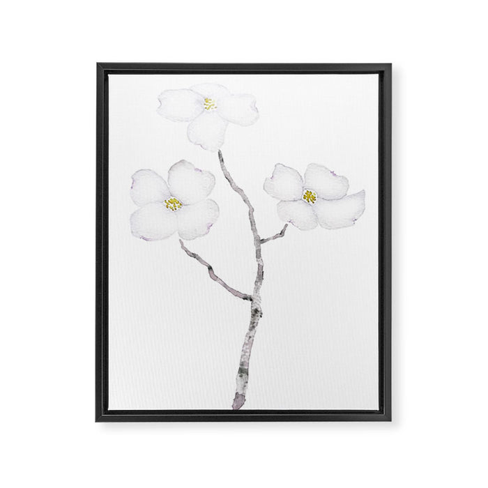 white dogwood flower watercolor Framed Canvas Print Gallery Image 1