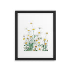white margaret daisy horizontal watercolor painting Framed Art Print Gallery Image 6