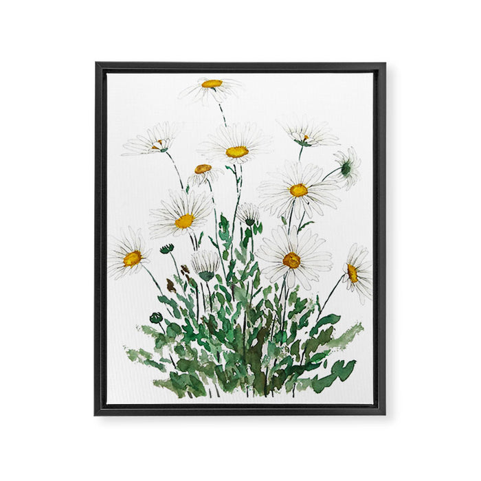 white Margaret daisy watercolor Framed Canvas Print Gallery Image 1
