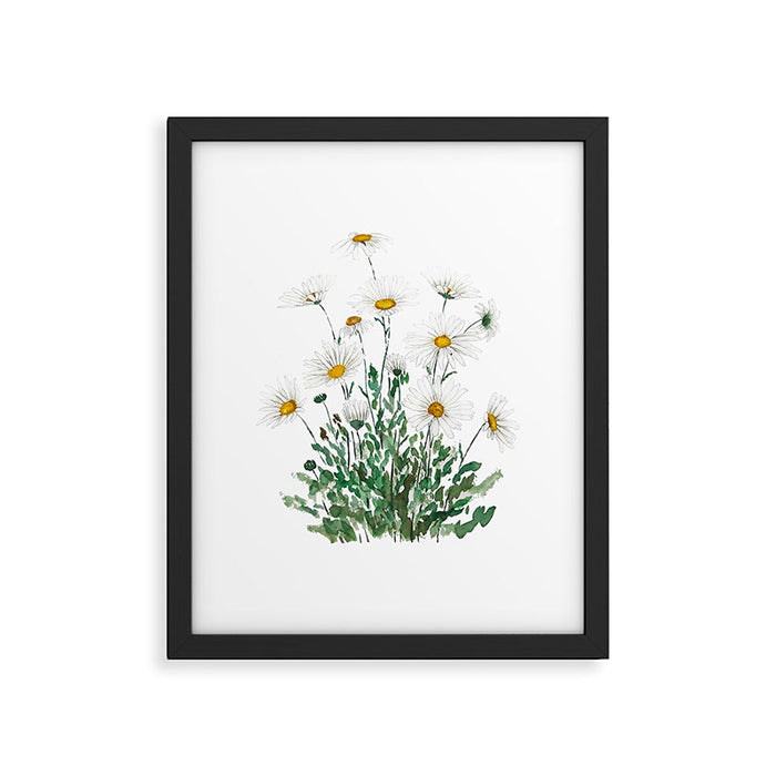 white Margaret daisy watercolor Framed Art Print Gallery Image 1