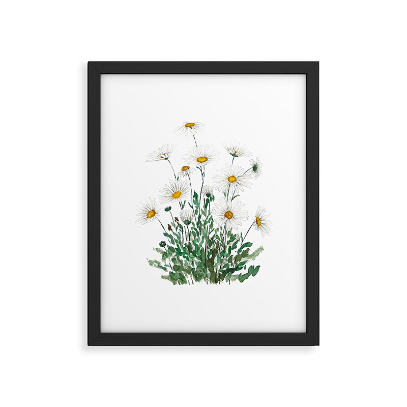 white Margaret daisy watercolor Framed Art Print Gallery Image 6