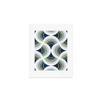 Art deco scallop elegance // blue geometric shapes golden textured lines Art Print Gallery Image 1