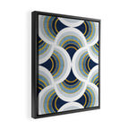 Art deco scallop elegance // blue geometric shapes golden textured lines Framed Canvas Print Gallery Image 2