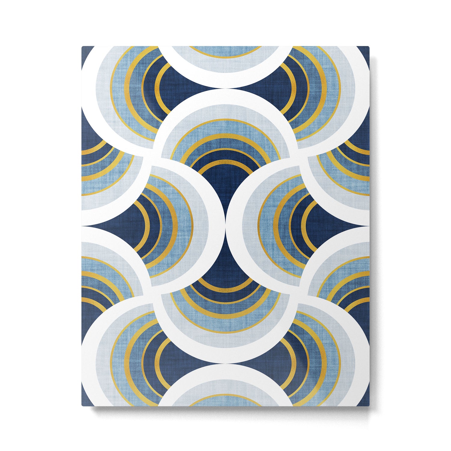 Art deco scallop elegance // blue geometric shapes golden textured lines Metal Print Gallery Image 4