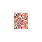 Autumn joy // light pink background cats dancing with many leaves in fall colors Art Print Gallery Image 1