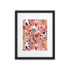 Autumn joy // light pink background cats dancing with many leaves in fall colors Framed Art Print Gallery Image 5
