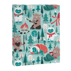 Besties // aqua background white Yeti brown Bigfoot teal and mint trees red and coral details Canvas Print Gallery Image 6