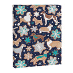 Catching ice and sweetness // navy blue background gingerbread white brown grey and dogs and snowflakes turquoise details Canvas Print Gallery Image 6