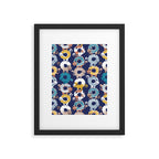 Cats Donut Care // blue background goldenrod yellow mustard, teal pastel blue and brown sweet kitties Framed Art Print Gallery Image 5