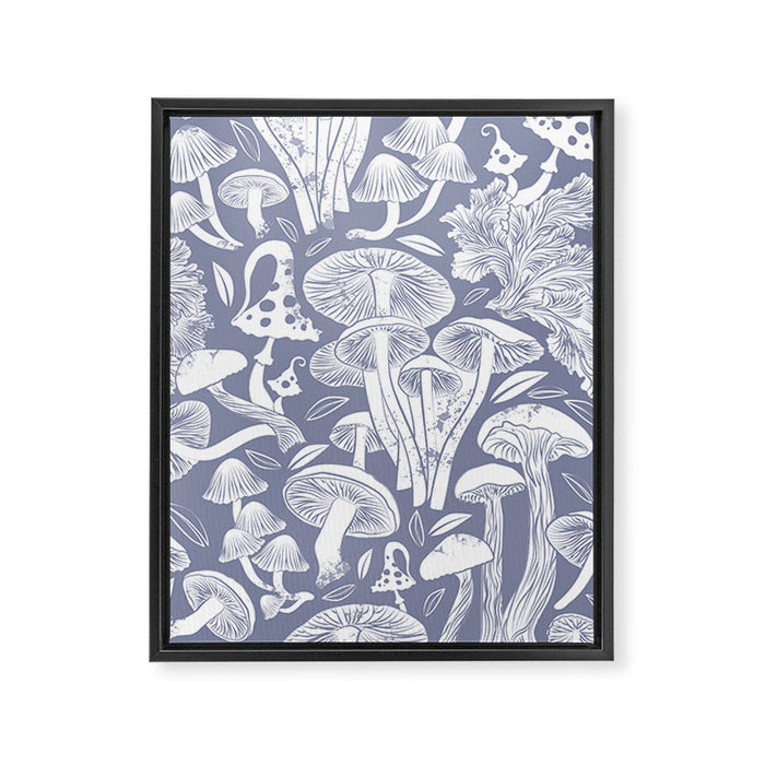 Delicious Autumn botanical poison IV // blue grey background Framed Canvas Print Gallery Image 1