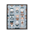 Doggie Coffee and Tea Time I // blue grey Framed Canvas Print Gallery Image 8