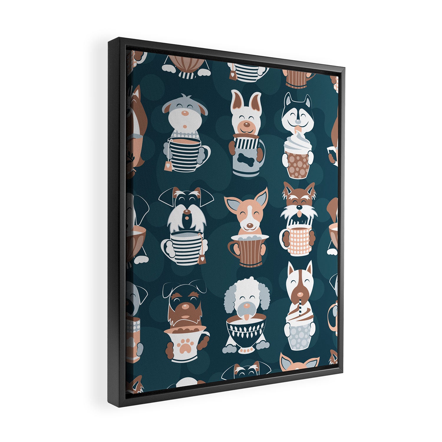 Doggie Coffee and Tea Time II Framed Canvas Print Gallery Image 2