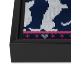 Fair Isle Knitting Doxie Love // navy blue background white and red dachshunds dogs bones paws and hearts Framed Canvas Print Gallery Image 3