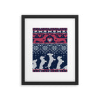 Fair Isle Knitting Doxie Love // navy blue background white and red dachshunds dogs bones paws and hearts Framed Art Print Gallery Image 6