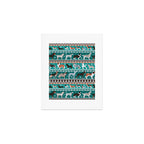 Fluffy and bright fair isle knitting doggie friends // pine and java green background brown orange white and grey dog breeds  Art Print Gallery Image 1