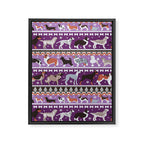 Fluffy and bright fair isle knitting doggie friends // seance purple and east side violet background brown orange white and grey dog breeds  Framed Canvas Print Gallery Image 6