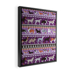 Fluffy and bright fair isle knitting doggie friends // seance purple and east side violet background brown orange white and grey dog breeds  Framed Canvas Print Gallery Image 2