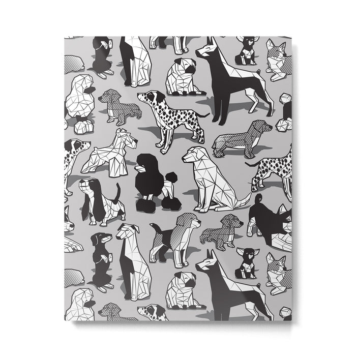 Geometric sweet wet noses // grey background black and white dogs Metal Print Gallery Image 1