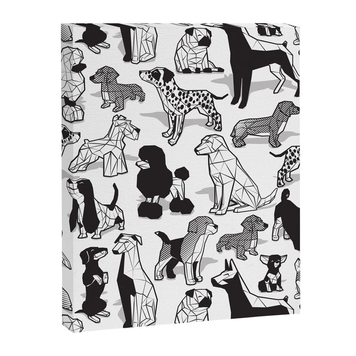 Geometric sweet wet noses // white background black and white dogs Canvas Print Gallery Image 1