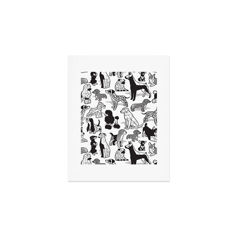 Geometric sweet wet noses // white background black and white dogs Art Print Gallery Image 1