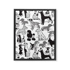 Geometric sweet wet noses // white background black and white dogs Framed Canvas Print Gallery Image 6