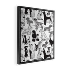 Geometric sweet wet noses // white background black and white dogs Framed Canvas Print Gallery Image 2