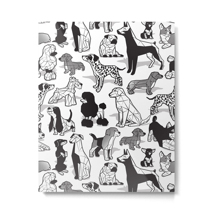Geometric sweet wet noses // white background black and white dogs Metal Print Gallery Image 1