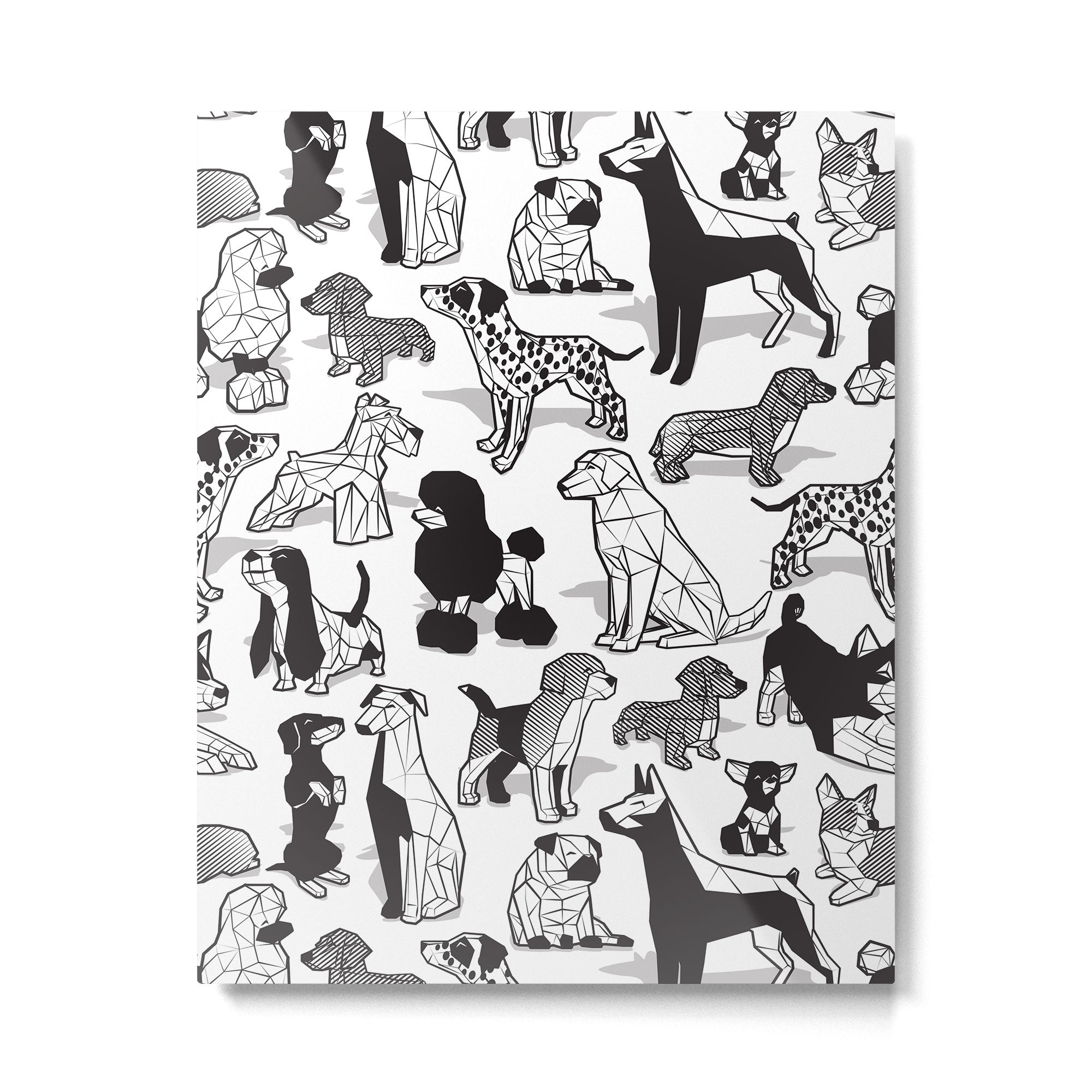 Geometric sweet wet noses // white background black and white dogs Metal Print Gallery Image 4