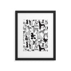 Geometric sweet wet noses // white background black and white dogs Framed Art Print Gallery Image 5