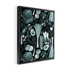 Go veggie // black background pine and mint vegetables Framed Canvas Print Gallery Image 2