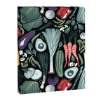 Go veggie // black background sage green mint goldenrod yellow coral and purple beet vegetables Canvas Print Gallery Image 6