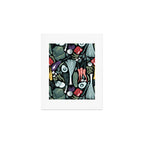 Go veggie // black background sage green mint goldenrod yellow coral and purple beet vegetables Art Print Gallery Image 1