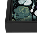 Go veggie // black background sage green mint goldenrod yellow coral and purple beet vegetables Framed Canvas Print Gallery Image 3