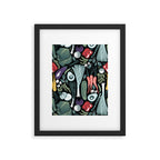 Go veggie // black background sage green mint goldenrod yellow coral and purple beet vegetables Framed Art Print Gallery Image 5