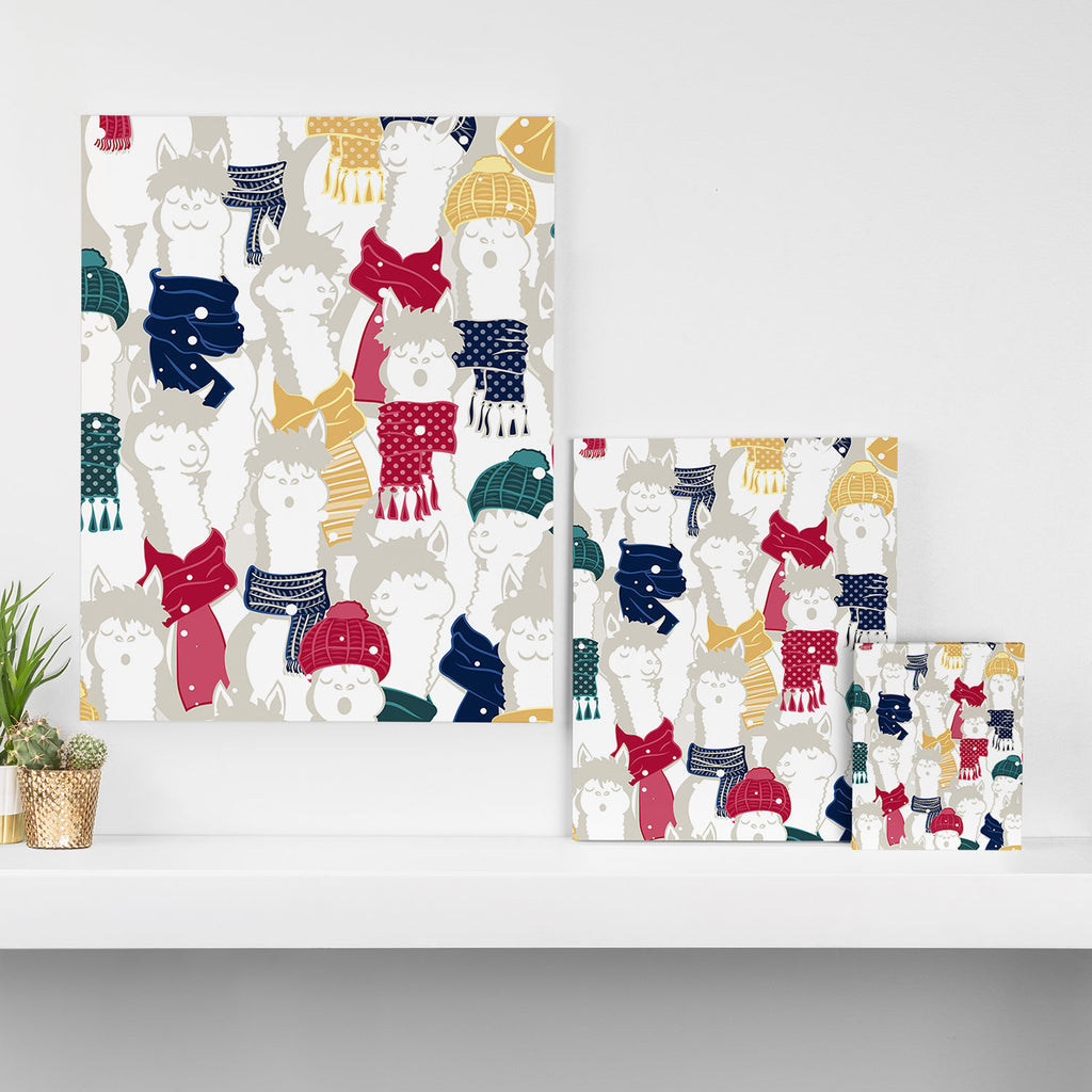 Happy llamas Christmas choir Canvas Print Gallery Image 3