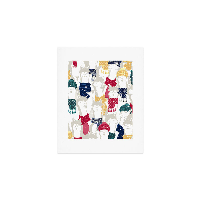 Happy llamas Christmas choir Art Print Gallery Image 1
