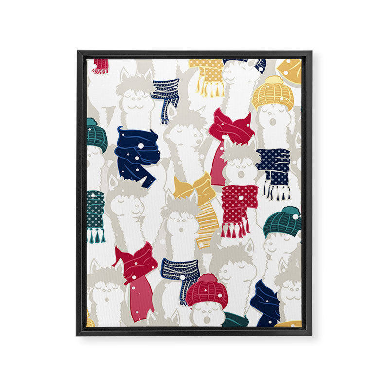 Happy llamas Christmas choir Framed Canvas Print Gallery Image 3