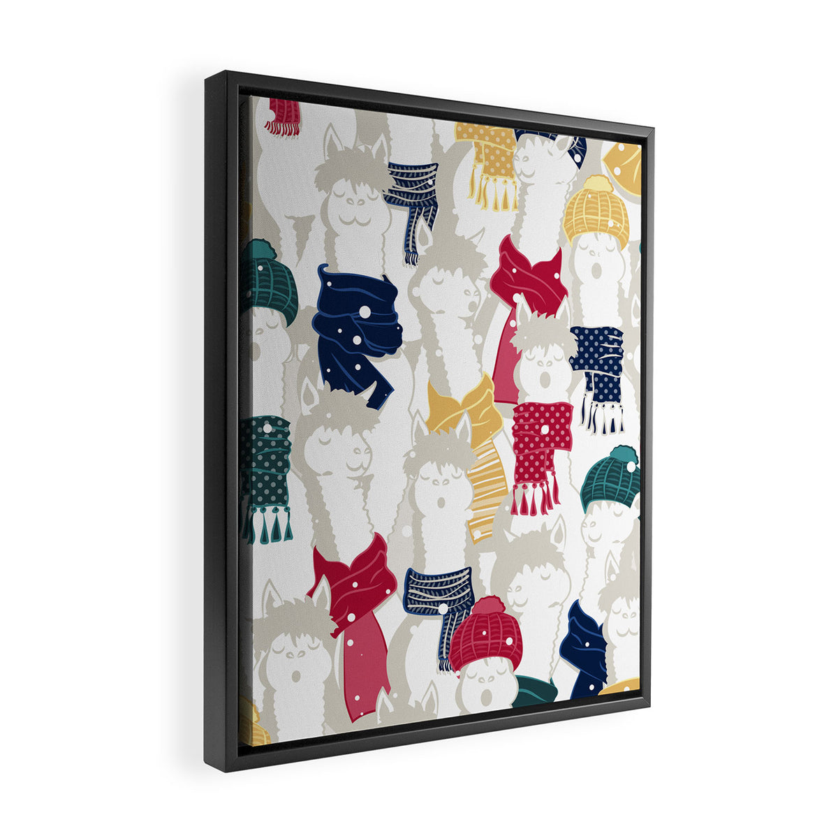 Happy llamas Christmas choir Framed Canvas Print Gallery Image 2