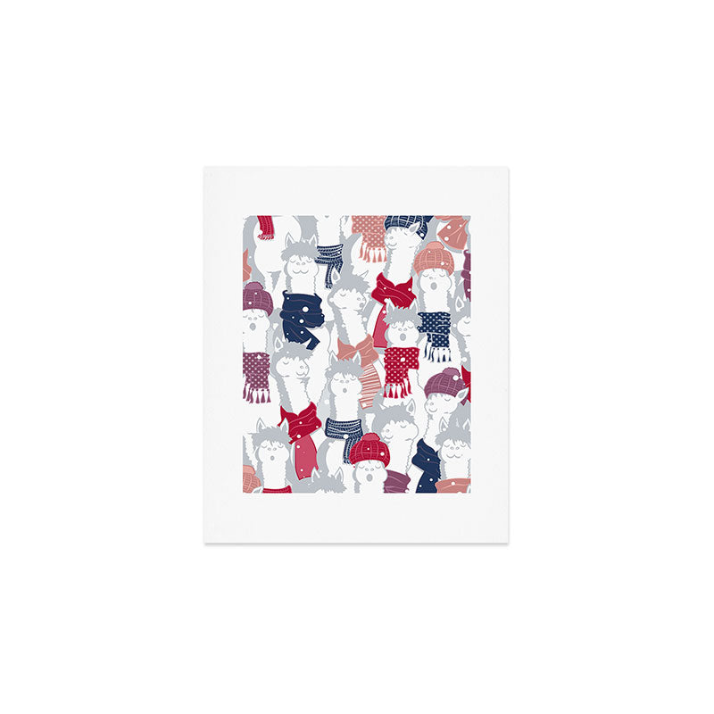 Happy llamas Christmas Choir III Art Print Gallery Image 1
