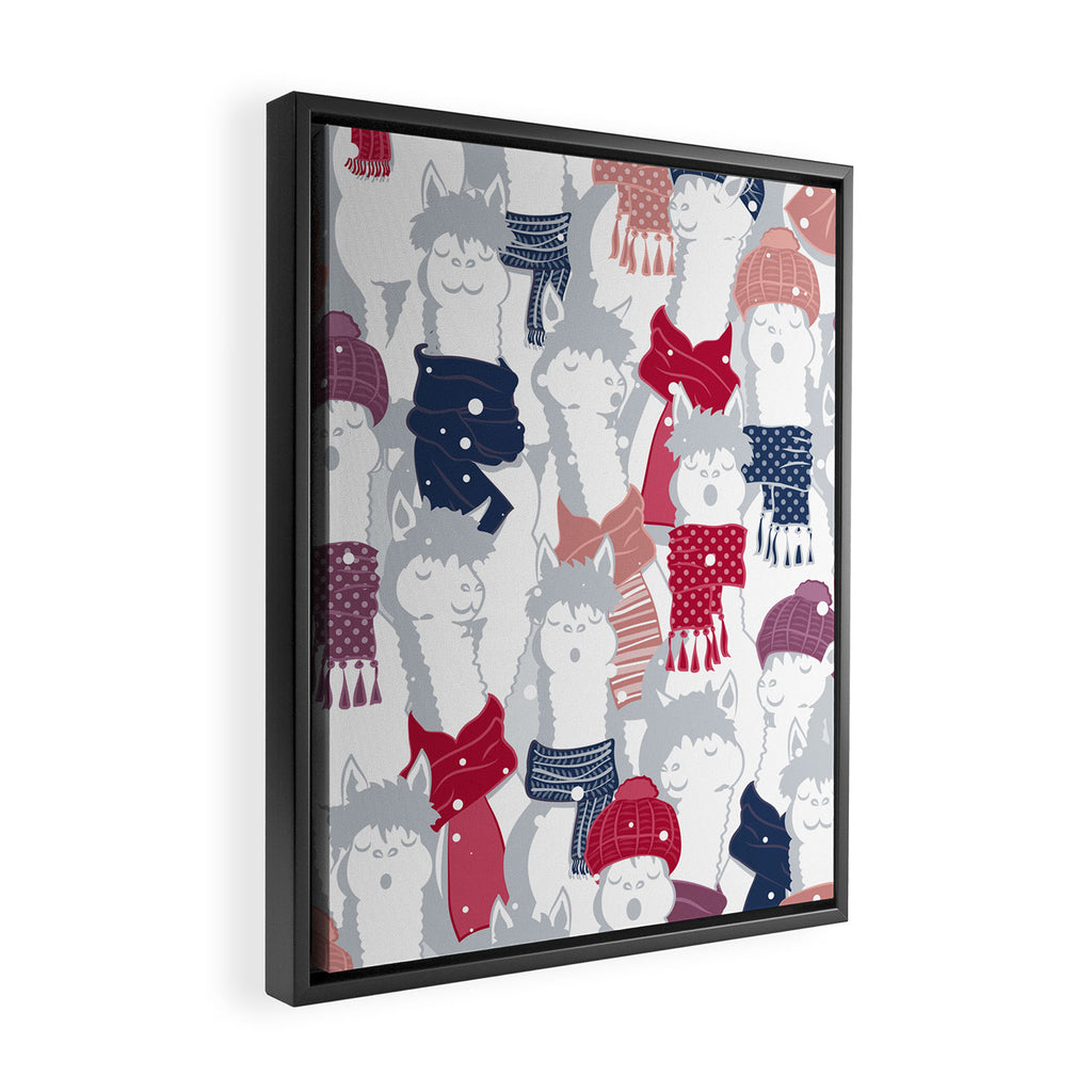 Happy llamas Christmas Choir III Framed Canvas Print Gallery Image 2
