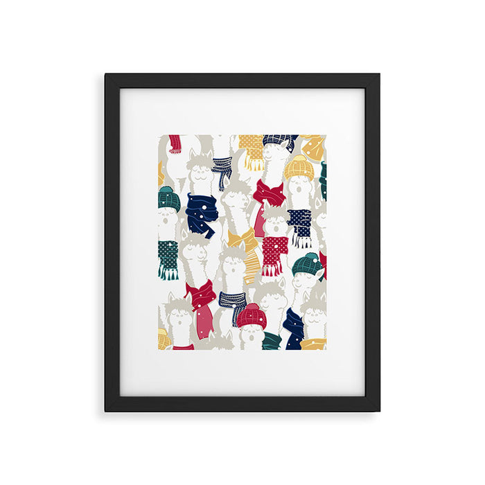 Happy llamas Christmas choir Framed Art Print Gallery Image 1