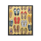 Hard choice // shoes on yellow background Framed Canvas Print Gallery Image 8
