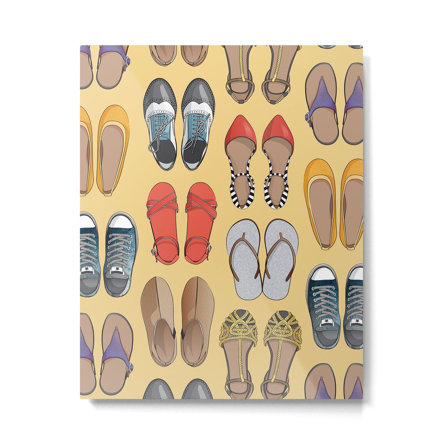 Hard choice // shoes on yellow background Metal Print Gallery Image 6