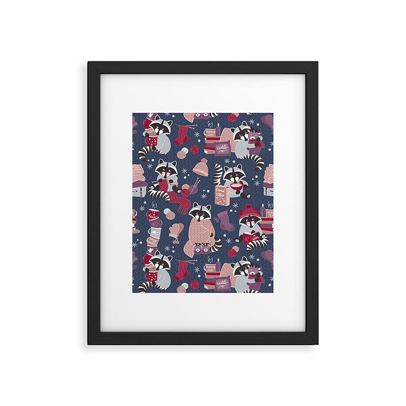 Hygge raccoon Framed Art Print Gallery Image 6