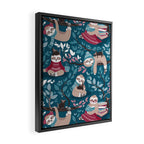 Hygge sloth // turquoise and red Framed Canvas Print Gallery Image 2